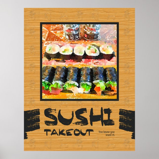 Sushi tog dig ut att du vill ha japansk mat poster (Framsidan)