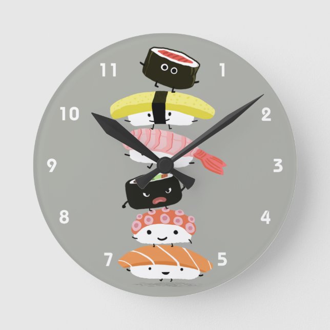 Sushi Torn - Cute Sushi Friends Rund Klocka (Framsida)