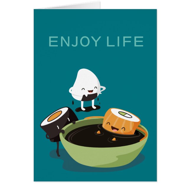 Sushi tycker om rolig badtid hälsningskort (Framsidan)