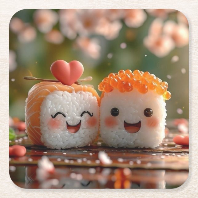 sushi underlägg papper kvadrat (Framsidan)