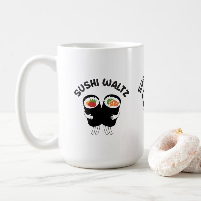 Sushi vals med text kaffemugg (Med munk)