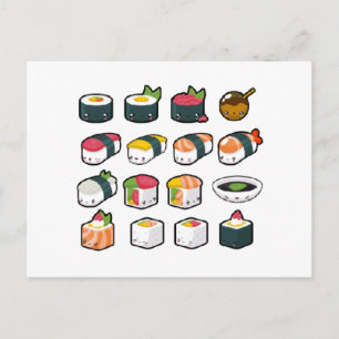 Sushi-vykort för sort vykort