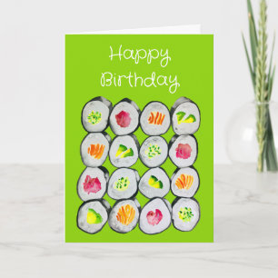 Sushi wasabi vattenfärgsart kort