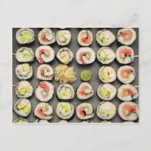 Sushi with Wasabi and Ginger Vykort