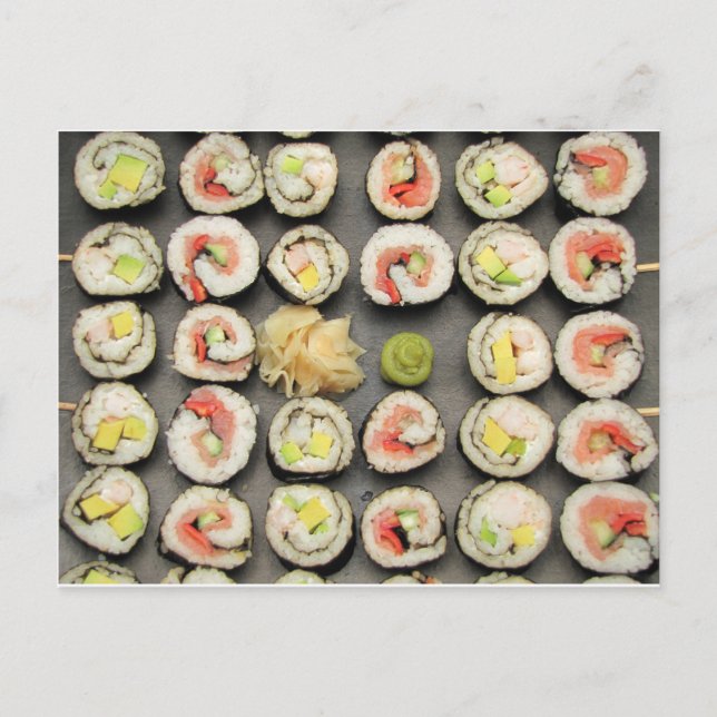 Sushi with Wasabi and Ginger Vykort (Framsida)