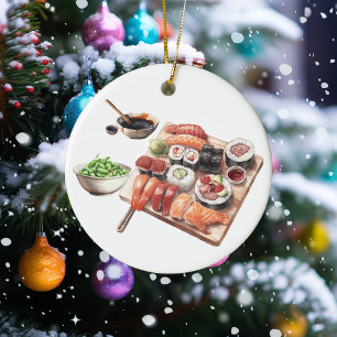 Sushiälskare Mat Japansk Julgransprydnad Keramik