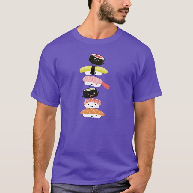 Sushibunt - roligt torn av Kawaii Sushivänner Tee (Framsida)
