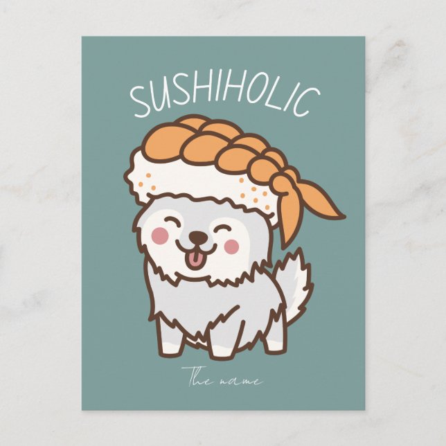 sushihok, sushi cat vykort (Framsida)