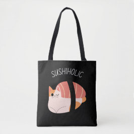Sushiholcute Kattunge med Kawaii Sushi tote bag Tygkasse