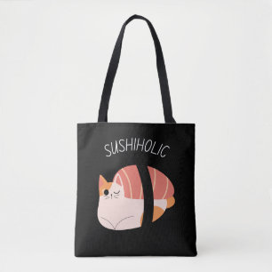 Sushiholcute Kattunge med Kawaii Sushi tote bag Tygkasse