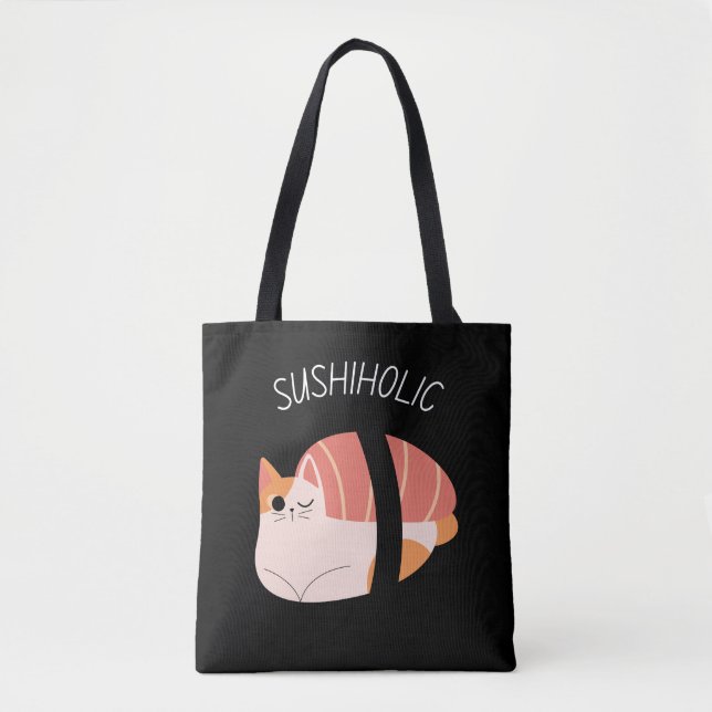 Sushiholcute Kattunge med Kawaii Sushi tote bag Tygkasse (Framsida)