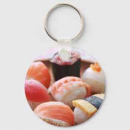 SUSHIMI Sushi Selection Wooden Plate Keychain Nyckelring