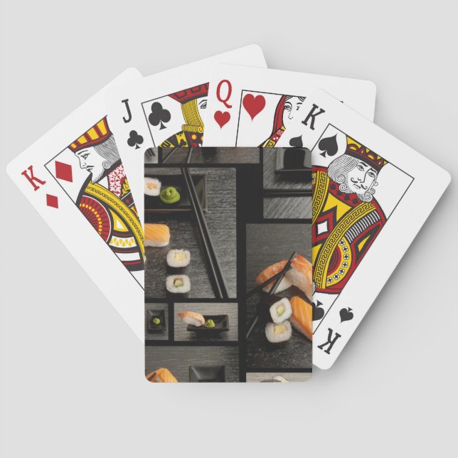 Sushisamling på svart bakgrund casinokort (Baksidan)
