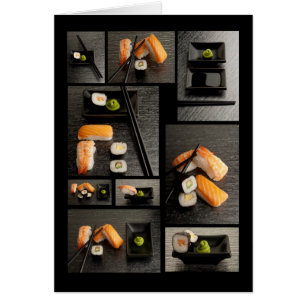 Sushisamling på svart bakgrund hälsningskort