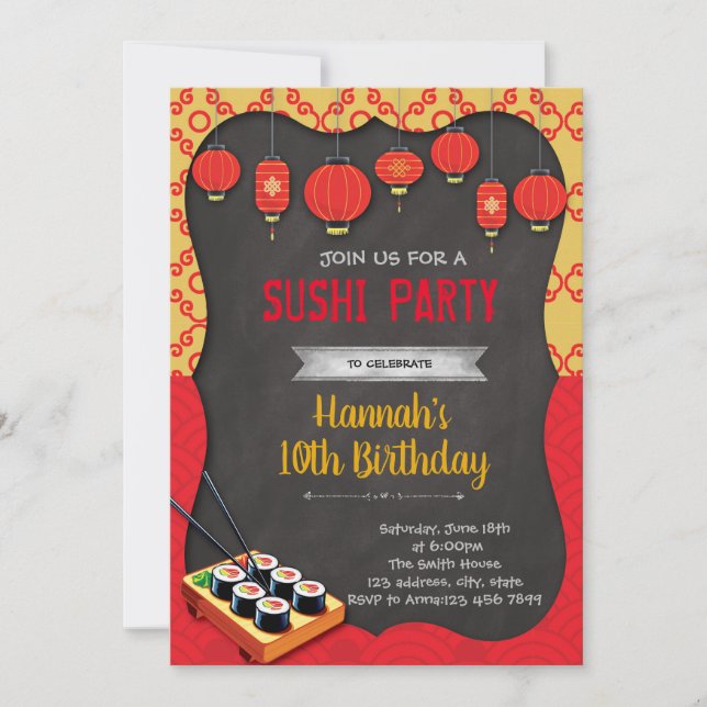 Sushitemapartyinbjudan Inbjudningar (Framsida)