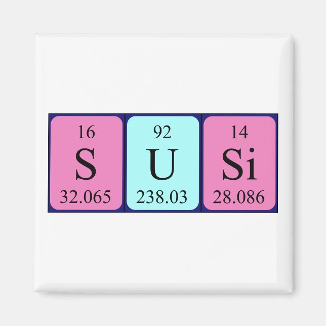 Susi periodiskt återkommande bord namn magnet (Framsidan)