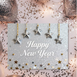 Suspended Stars Happy New Year Chic Modern Vykort