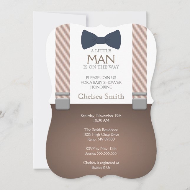 Suspender, Bow-tid, Baby Shower-inbjudan Inbjudningar (Framsida)