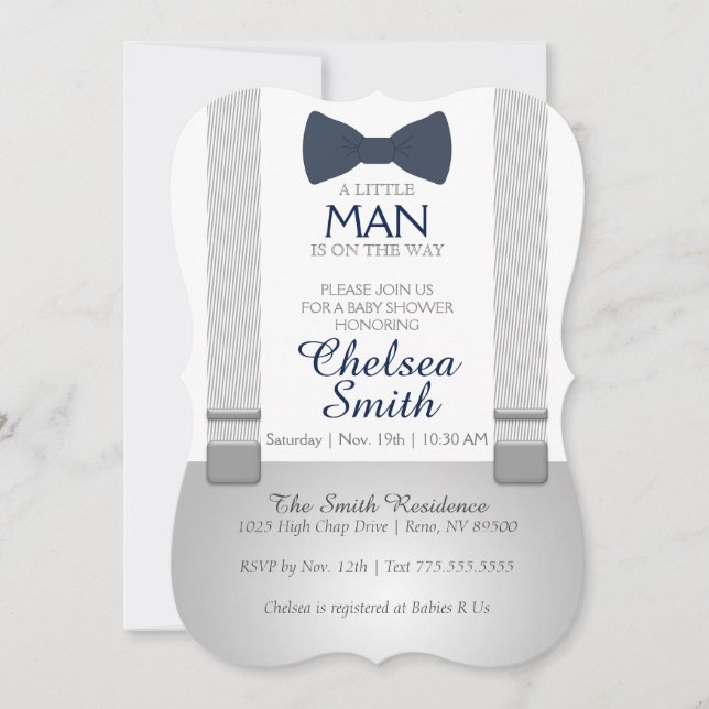 Suspender, Bow-tid, Baby Shower-inbjudan Inbjudningar (Framsida)