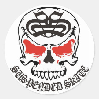 SUSPENDERAD_SKULL_STICKER RUNT KLISTERMÄRKE