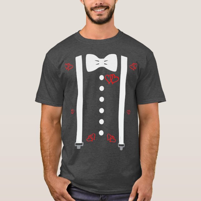 Suspenders and Bow Tie Costume Outfit for Day T Shirt (Framsida)