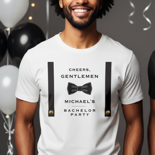 Suspenders Bowtie Cheers Gentlemen Bachelor Party T Shirt (Skapare uppladdad)