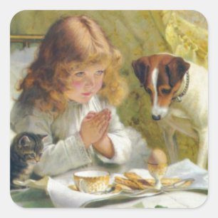 Suspense av Charles Burton Barber Fyrkantigt Klistermärke