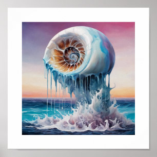 Suspenseful Nautilus Snäcka Poster