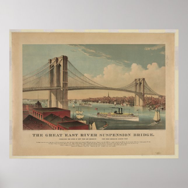 Suspension Bridge för Underbara Öster - New York Poster (Framsidan)