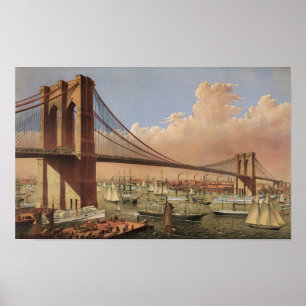 Suspension Bridge i Underbara Öster - 1883 Poster