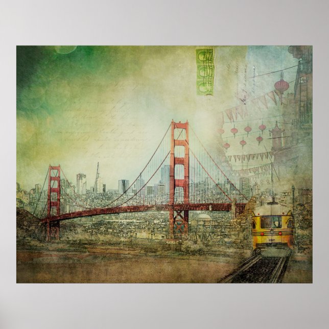 Suspension - Golden Grind Bridge Collage Poster (Framsidan)