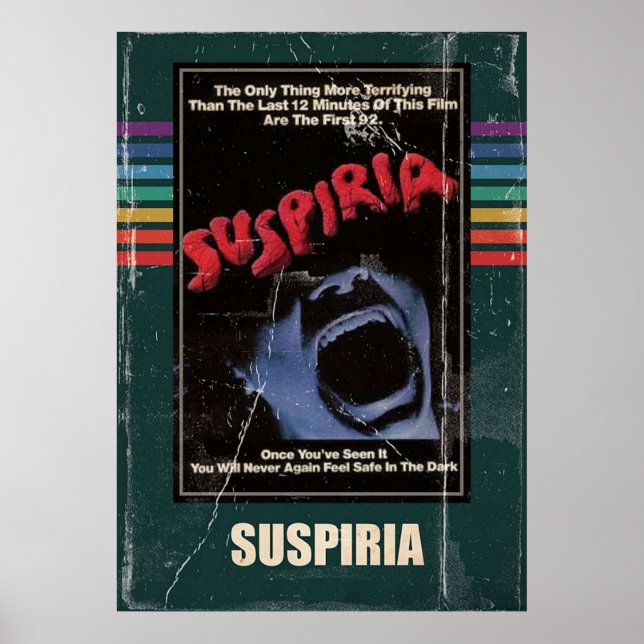 Suspiria 1977 Horror Movie VHS Stil Poster (Framsidan)