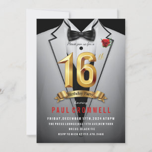 Süß 16 16-årsfest Tuxedo-inbjudan Inbjudningar