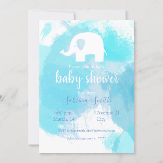 süße Baby Party Einladung blau aquarell Elefant Inbjudningar