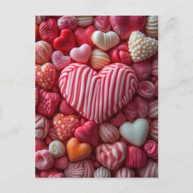 Süße bunte Herzen Valentinstag Vykort (Framsida)