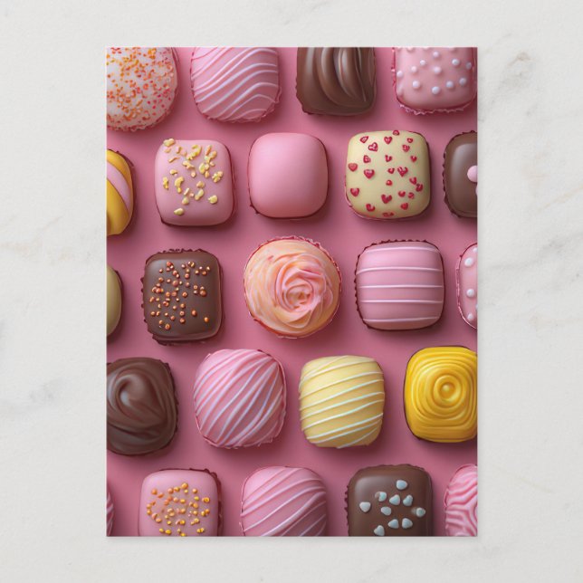 Süße bunte Pralinen Valentinstag Vykort (Framsida)