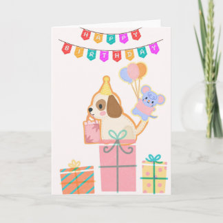 Süße Geburtstagskarte Happy Birthday mit Hund, Mau Kort
