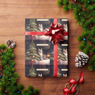 Süße Katze unterm Weihnachtsbaum Presentpapper