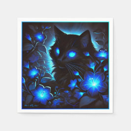 Süsse leuchtend blaue miau katze pappersservett