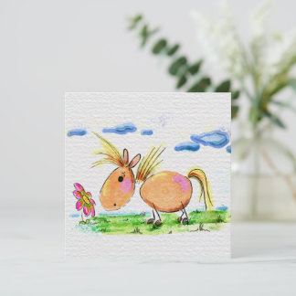 Süsse Pferdekarte, Pferde Aquarell Illustration Julkort