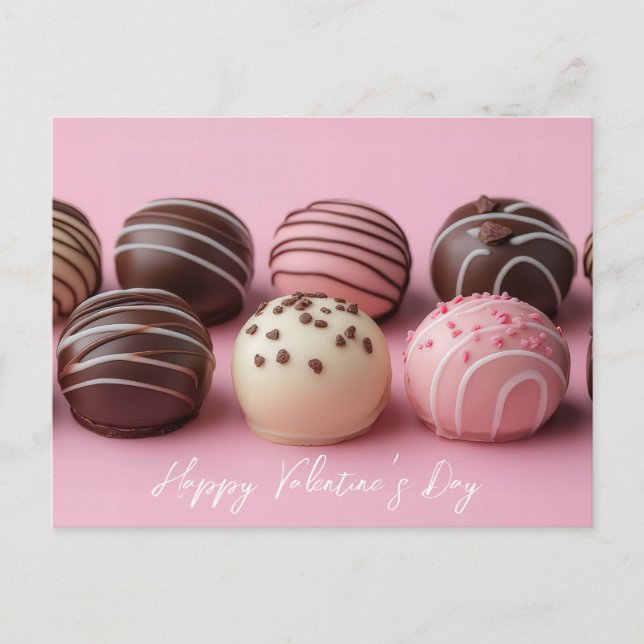 Süße Schokoladen Pralinen Valentinstag Vykort (Framsida)