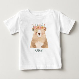 Süßer Bär mit Blumen- Name - boho T Shirt