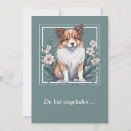 Süßer Collie umringt von Blumen -  Inbjudningar