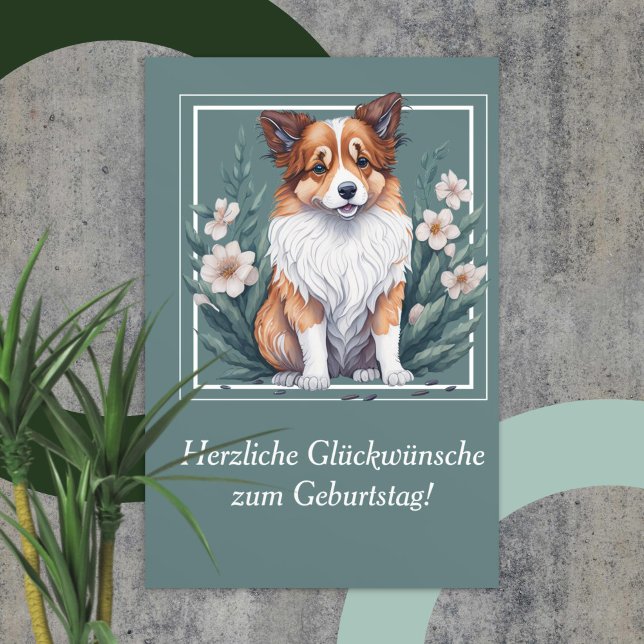 Süßer Collie umringt von Blumen -  Kort (Skapare uppladdad)