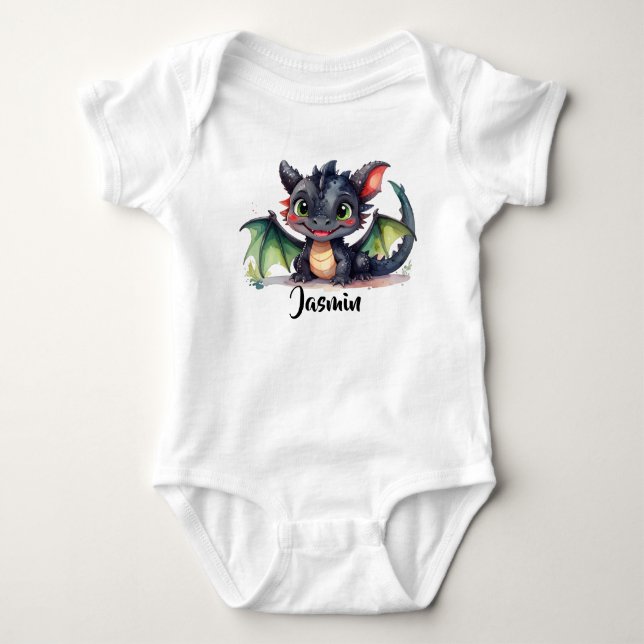 Süßer Dabydrache lächelt T Shirt (Framsida)