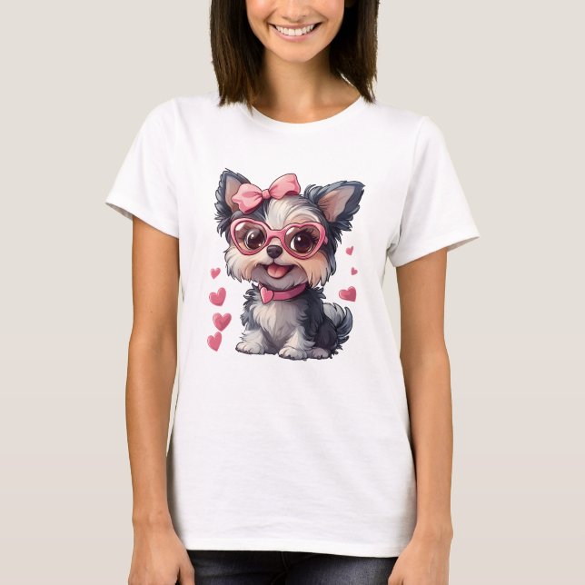 Süßer Hund Valentinstag T Shirt (Framsida)