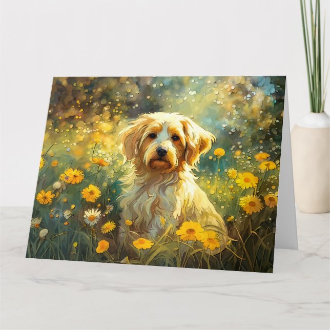 Süßer kleiner Hund auf der Wiese Kort (Framsida)