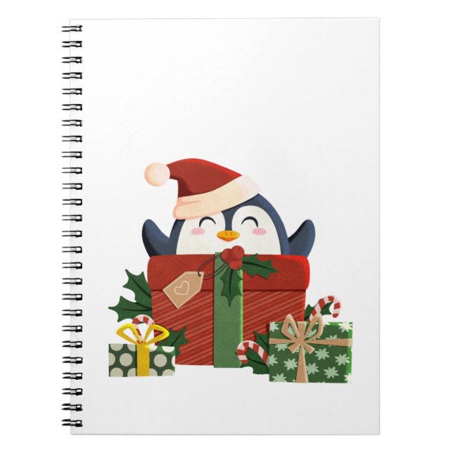 Süßer Pinguin wünscht frohe Weihnachten Postkarte Anteckningsbok (Framsidan)