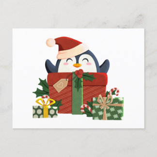 Süßer Pinguin wünscht frohe Weihnachten Vykort
