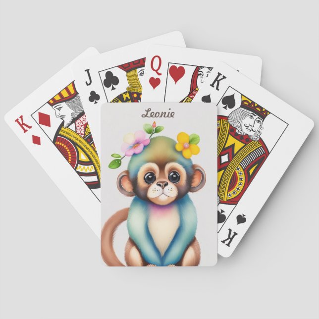 süßes Äffchen, Aquarellmalerei Casinokort (Baksidan)